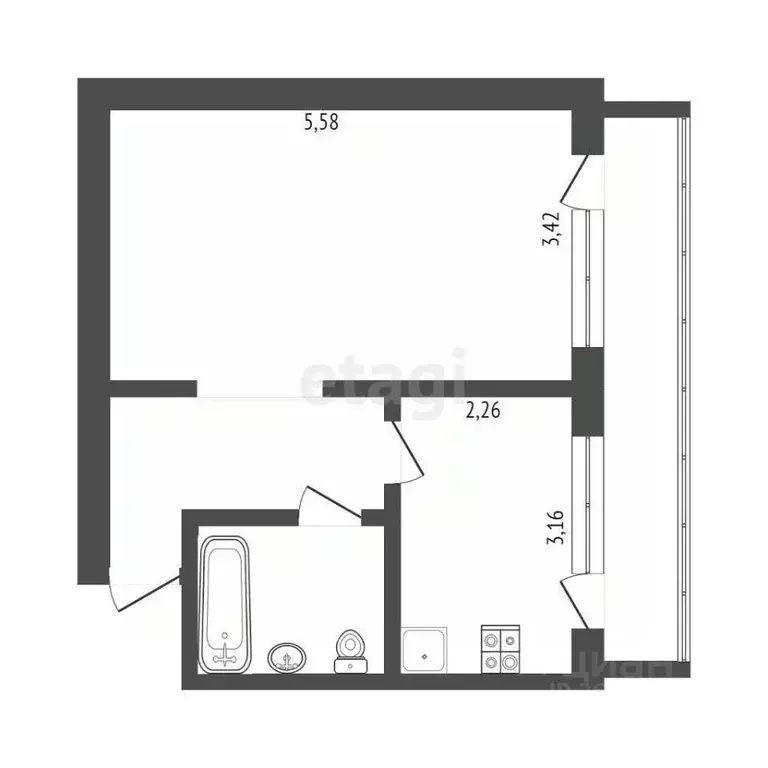 1-к кв. Севастополь ул. Федоровская, 53 (35.0 м) - Фото 1