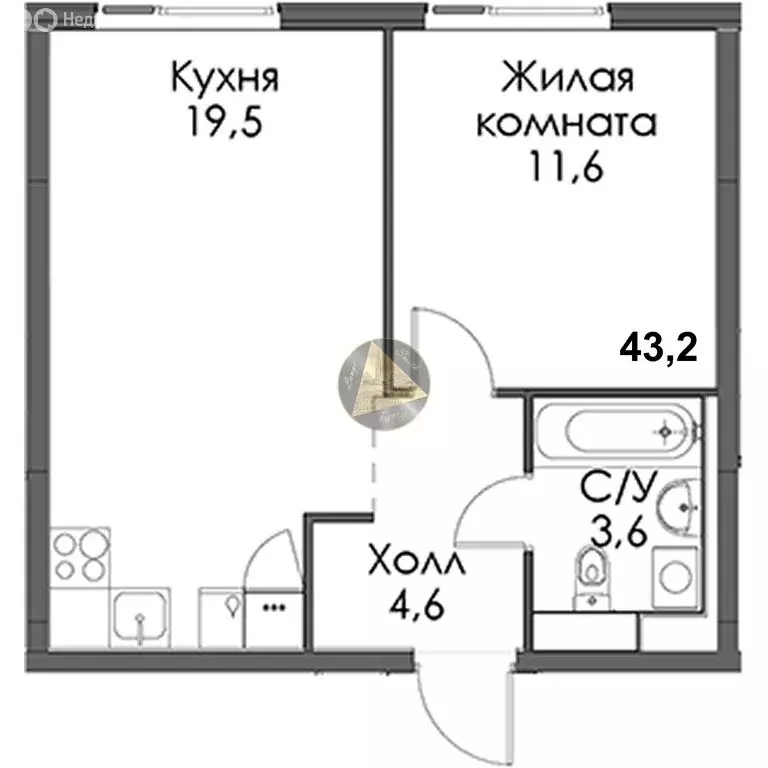 1-комнатная квартира: Санкт-Петербург, Лиговский проспект, 242 (43.2 ... - Фото 1