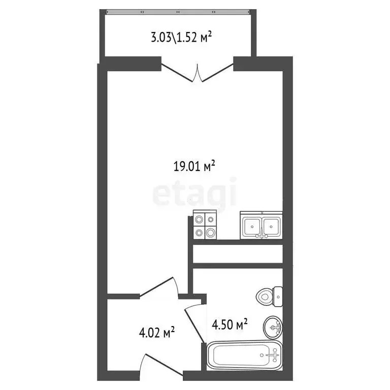 Квартира-студия: Санкт-Петербург, Среднерогатская улица, 10к1 (30.8 м) - Фото 1