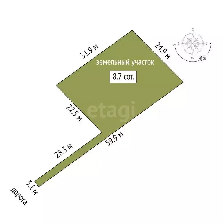 Участок в Трудовское сельское поселение, село Строгоновка, Вишнёвая ... - Фото 1