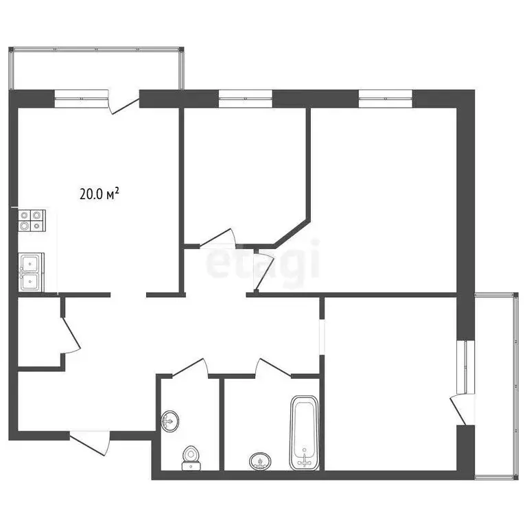 3-комнатная квартира: Грязовец, улица Ленина, 128 (119 м) - Фото 0