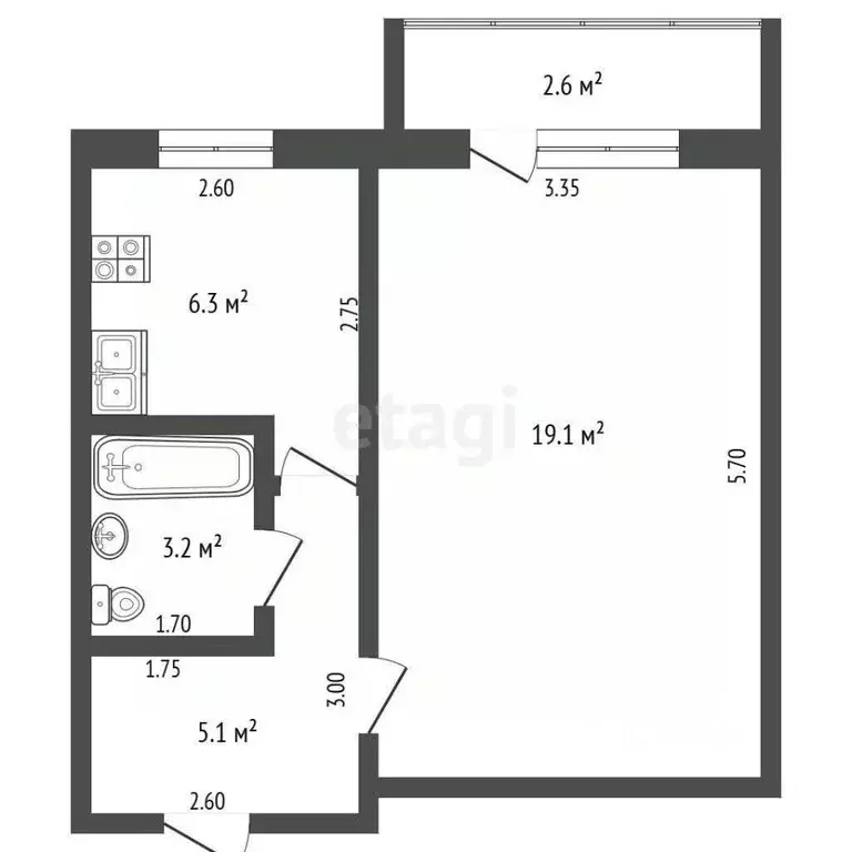 1-к кв. Саратовская область, Балашов Нефтяная ул., 44А (31.8 м) - Фото 2