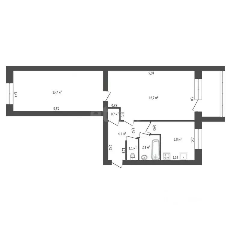 2-к кв. Башкортостан, Уфа ул. Менделеева, 153 (44.3 м) - Фото 2