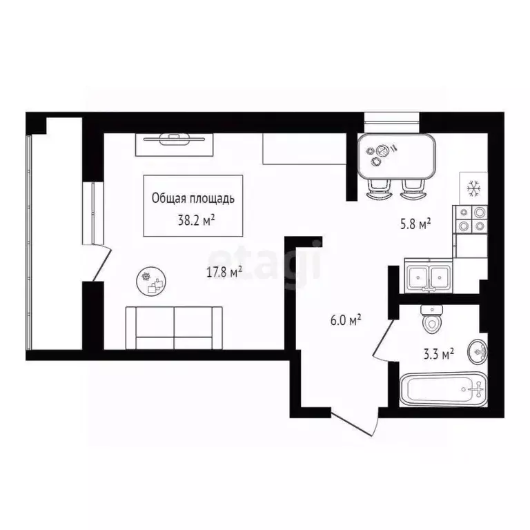 1-к кв. Алтай, Горно-Алтайск Коммунистический просп. (38.2 м) - Фото 2