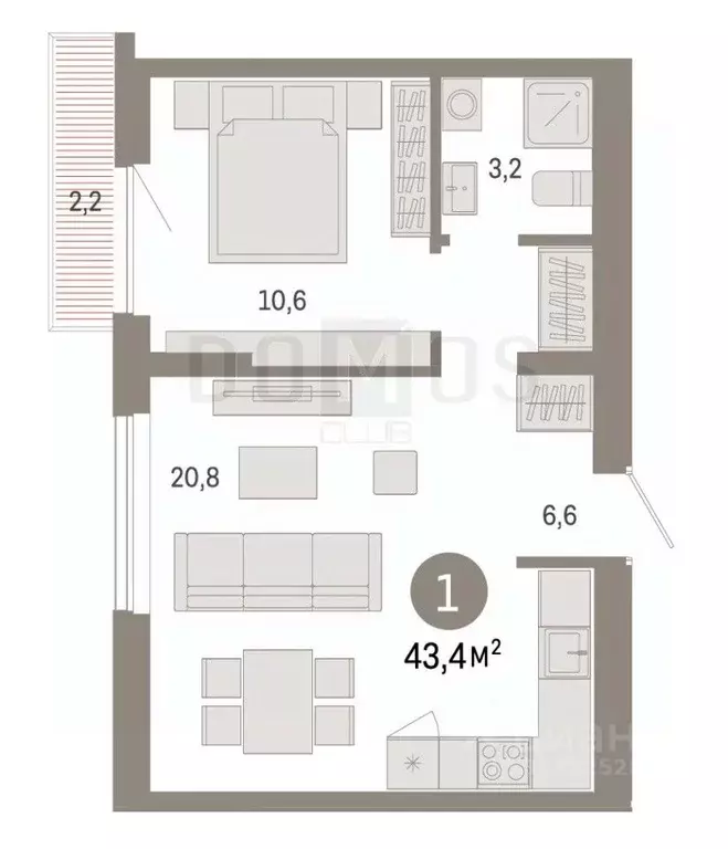 1-к кв. Свердловская область, Екатеринбург ул. Академика Ландау, 7Б ... - Фото 0