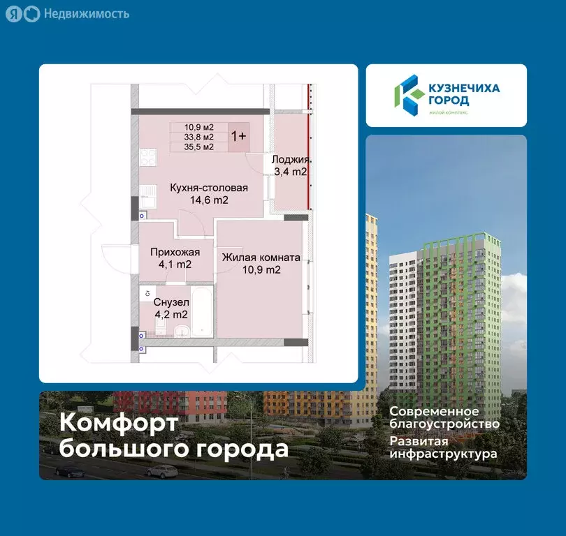 1-комнатная квартира: Нижний Новгород, Советский район (35.5 м) - Фото 1