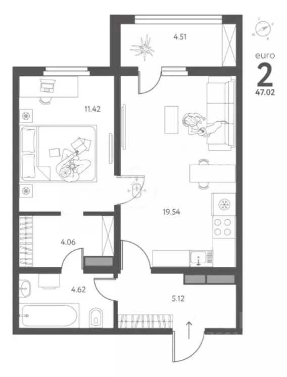 2-к кв. Липецкая область, Липецк Ленина-Соборная пл. (47.02 м) - Фото 1