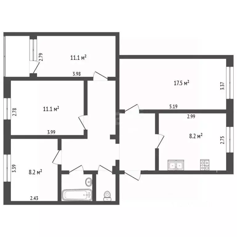 4-к кв. Вологодская область, Вологда Ярославская ул., 28 (73.4 м) - Фото 1