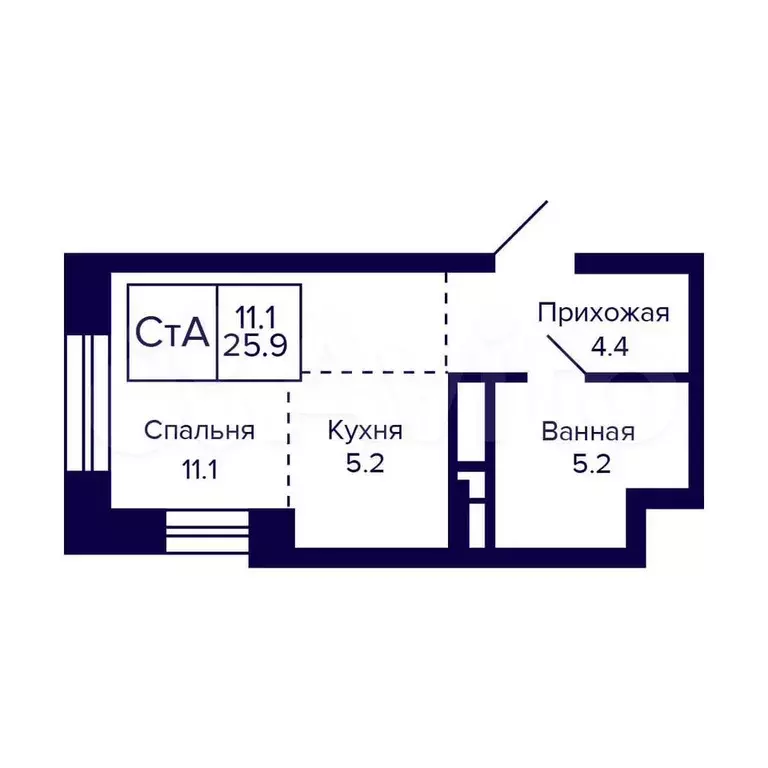 Квартира-студия, 25,9 м, 17/23 эт. - Фото 0