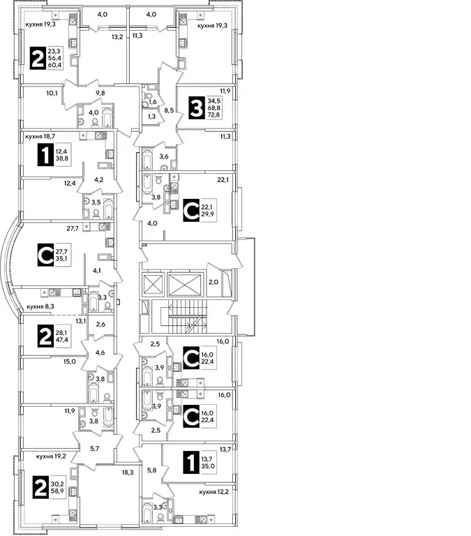 Студия Краснодарский край, Краснодар ул. Ивана Беличенко, 88 (30.3 м) - Фото 1