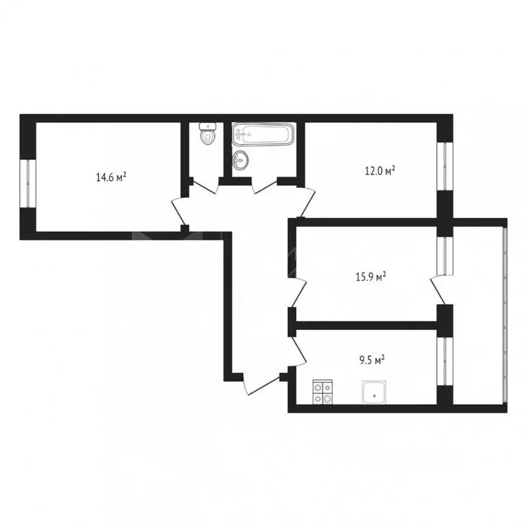 3-к кв. Тюменская область, Тюмень ул. Болотникова, 11 (67.3 м) - Фото 2