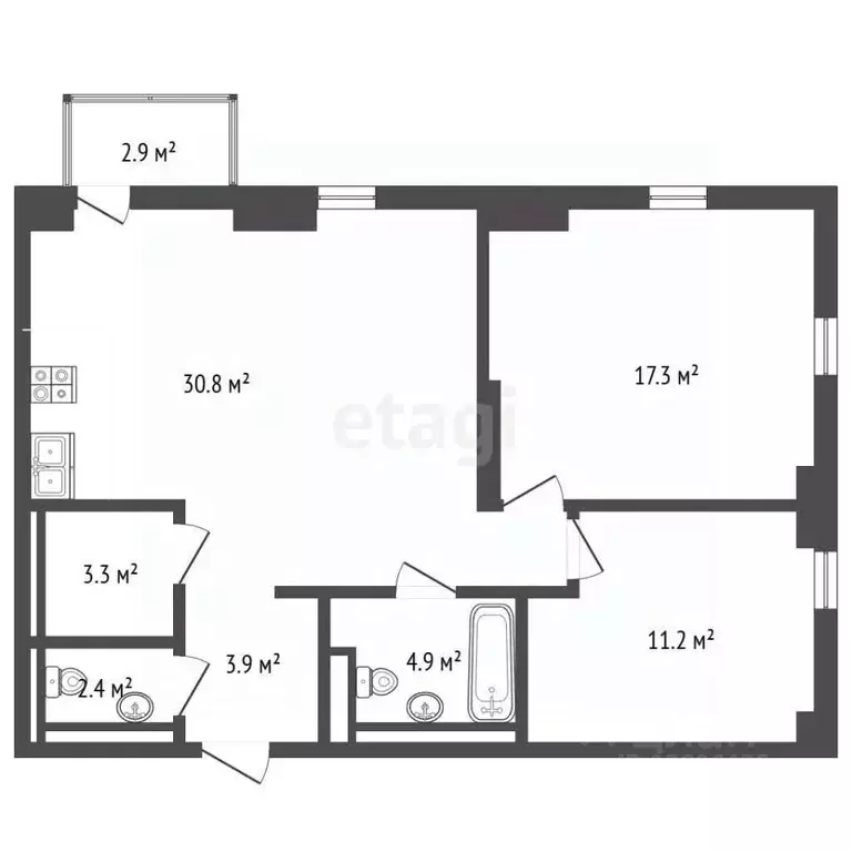 2-к кв. Москва наб. Марка Шагала, 11к3 (74.0 м) - Фото 2