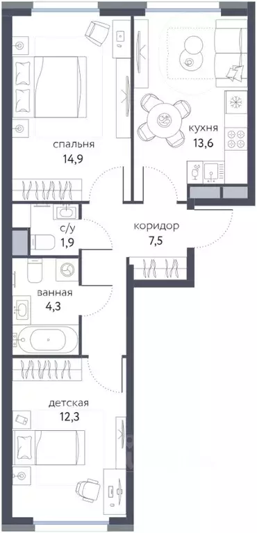 2-к кв. Москва Сиреневый парк жилой комплекс (54.5 м) - Фото 0