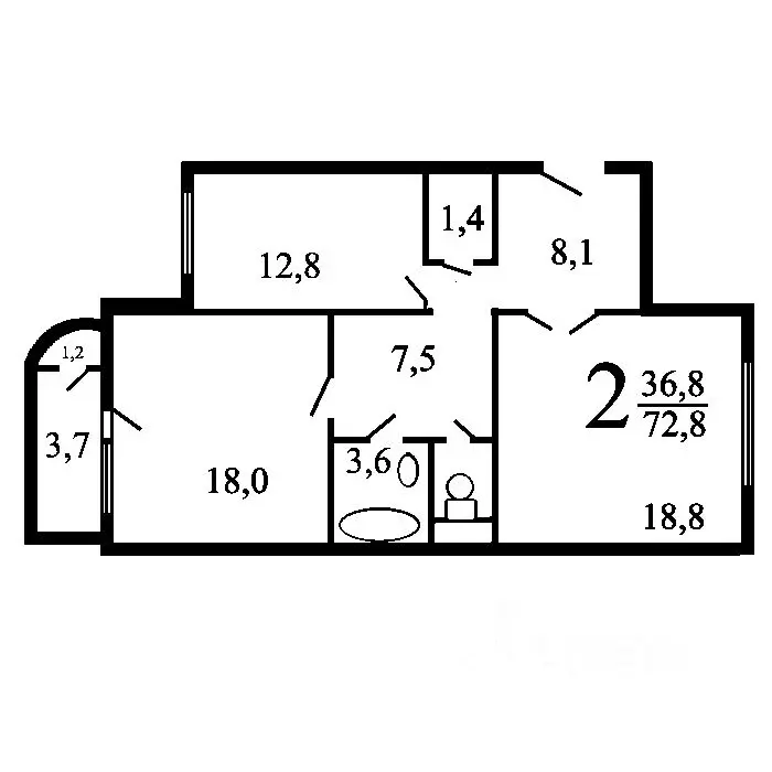 2-к кв. Ростовская область, Ростов-на-Дону пер. Коблова, 6 (70.0 м) - Фото 1