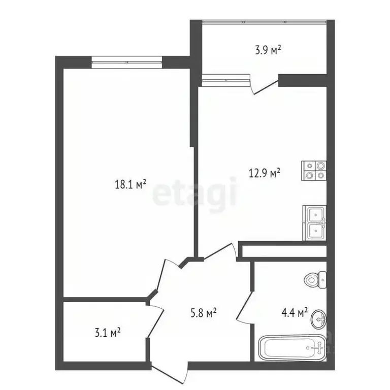 1-к кв. Краснодарский край, Анапа Заводская ул., 28Вк1 (44.3 м) - Фото 2