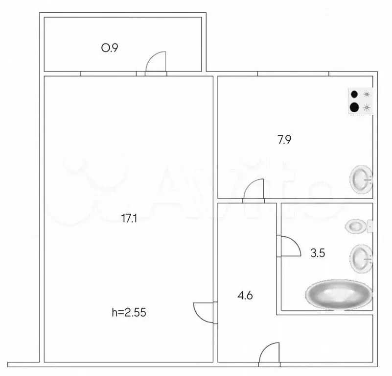 1-к. квартира, 37 м, 7/9 эт. - Фото 0