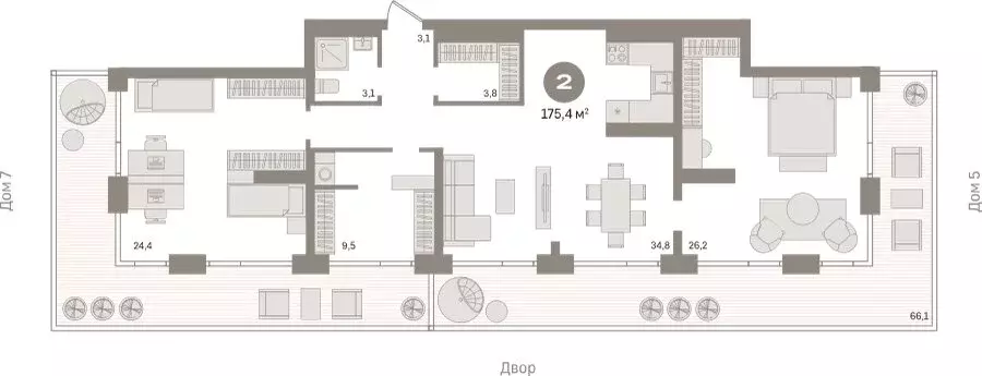 2-комнатная квартира: Новосибирск, улица Декабристов, 107/6 (175.6 м) - Фото 1