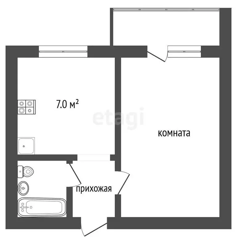 1-комнатная квартира: Омск, улица 12 Декабря, 1к1 (40.5 м) - Фото 1