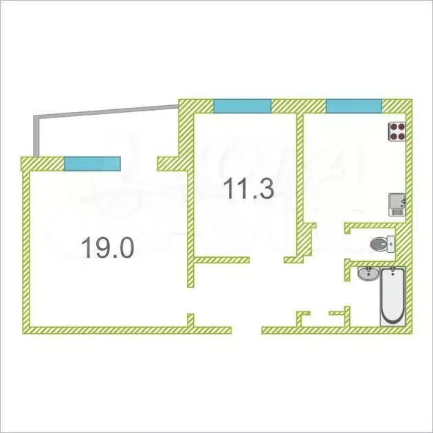 2-к. квартира, 50,5 м, 7/9 эт. - Фото 0