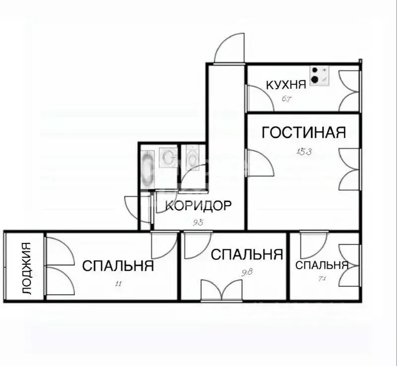 4-к кв. Свердловская область, Екатеринбург ул. Дагестанская, 2 (63.7 ... - Фото 1