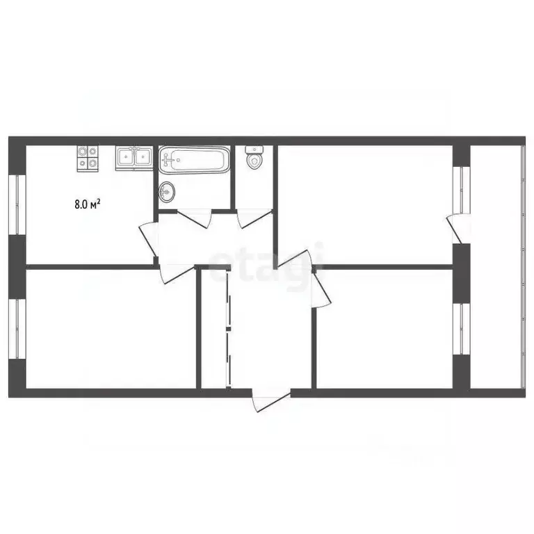3-к кв. Пермский край, Чернушка ул. Мамина-Сибиряка, 9 (58.7 м) - Фото 1