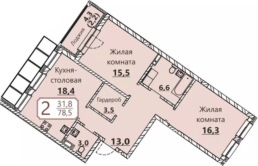 2-к кв. Чувашия, Чебоксары ул. Герцена, поз3 (78.5 м) - Фото 0