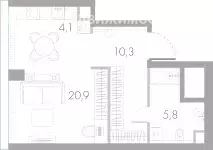 Квартира-студия: Москва, Кутузовский проезд, 16А/1 (41.1 м) - Фото 1