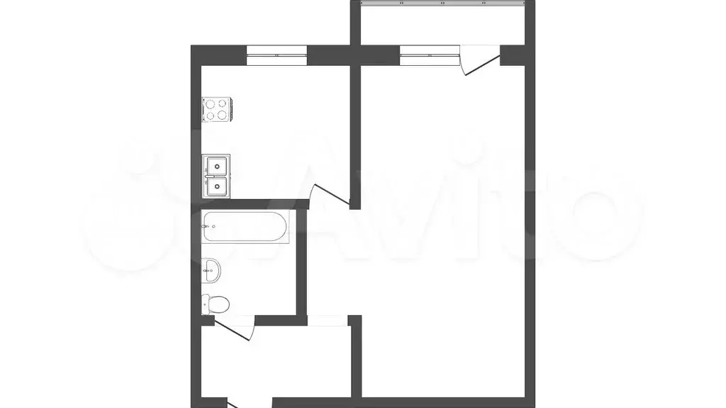 1-к. квартира, 30 м, 4/5 эт. - Фото 0