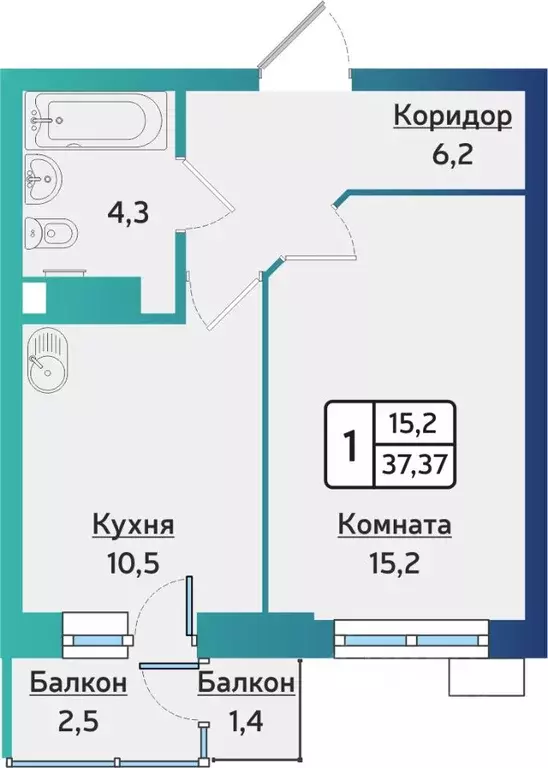 1-к кв. Удмуртия, Ижевск ул. 40 лет Победы, 117 (37.2 м) - Фото 0