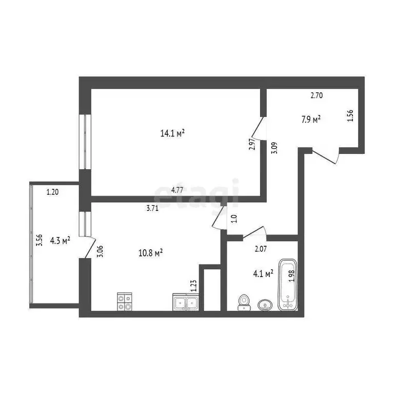 1-комнатная квартира: Тюмень, улица Парада Победы, 9 (36.5 м) - Фото 0