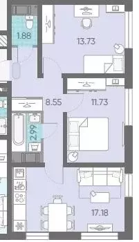 2-к кв. Санкт-Петербург ул. Маршала Казакова, 21к2 (56.1 м) - Фото 1