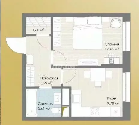 1-к кв. Московская область, Котельники Новорязанское ш., 6 (32.7 м) - Фото 2