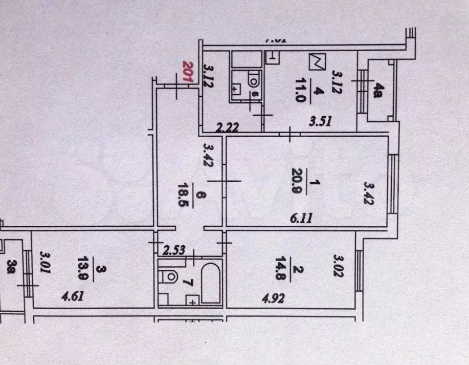 3-к. квартира, 90 м, 3/14 эт. - Фото 0