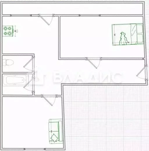2-к кв. Пензенская область, Бессоновский район, с. Вазерки Новая ул., ... - Фото 2
