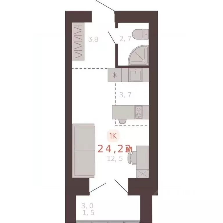 1-к кв. Алтайский край, Новоалтайск ул. Южсиба, 52А (24.2 м) - Фото 1