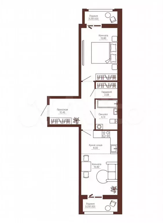 2-к. квартира, 51 м, 4/10 эт. - Фото 0