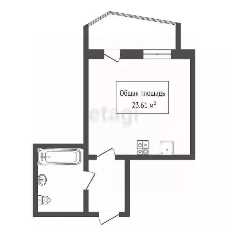 Студия Новосибирская область, Новосибирск Закаменский мкр, 22 (24.8 м) - Фото 2