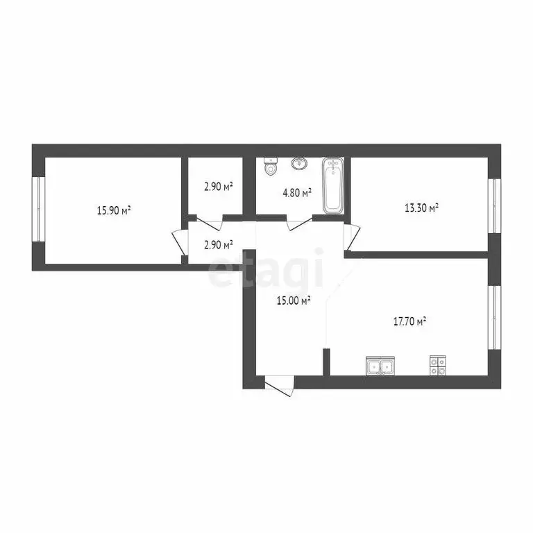 2-комнатная квартира: Тюмень, улица Республики, 204к10 (73.2 м) - Фото 1
