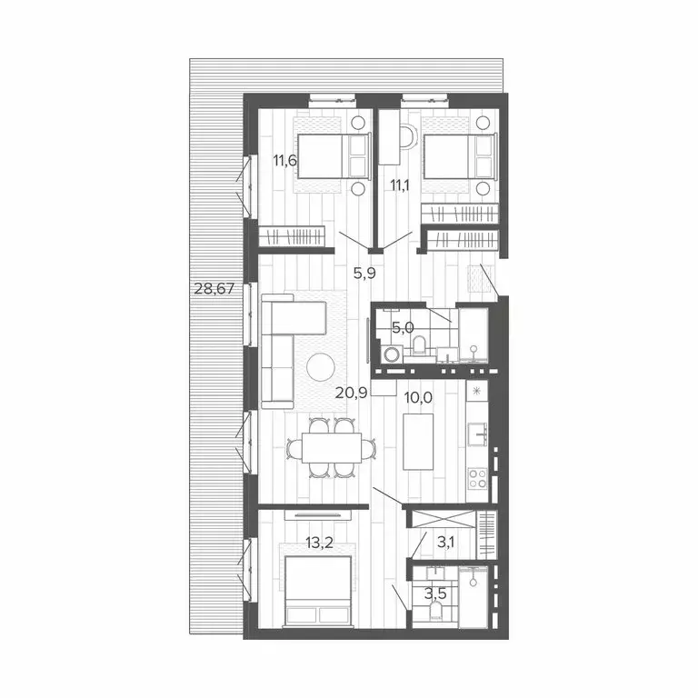 4-комнатная квартира: Барнаул, Змеиногорский тракт, 35Б (92.9 м) - Фото 0