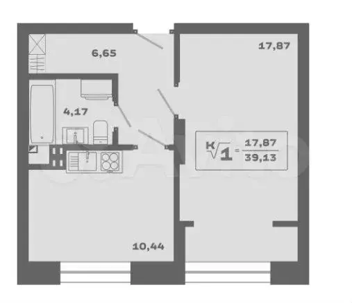 1-к. квартира, 39,1 м, 3/19 эт. - Фото 0