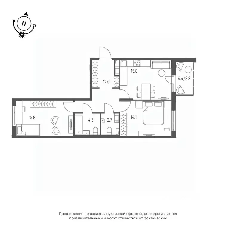 2-к кв. Омская область, Омск Зеленая река мкр, 14 (66.9 м) - Фото 0