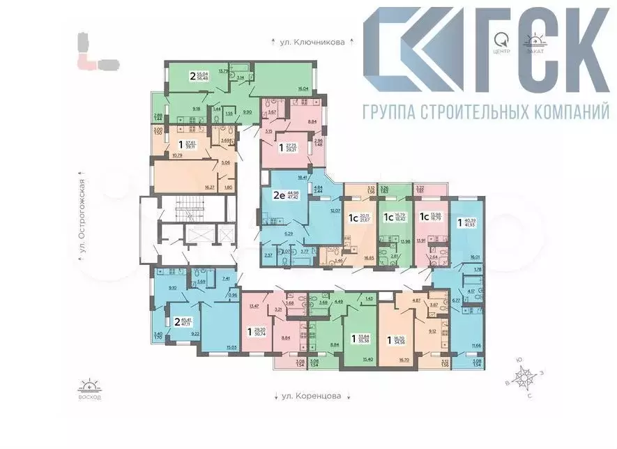 1-к. квартира, 39,1м, 13/17эт. - Фото 1