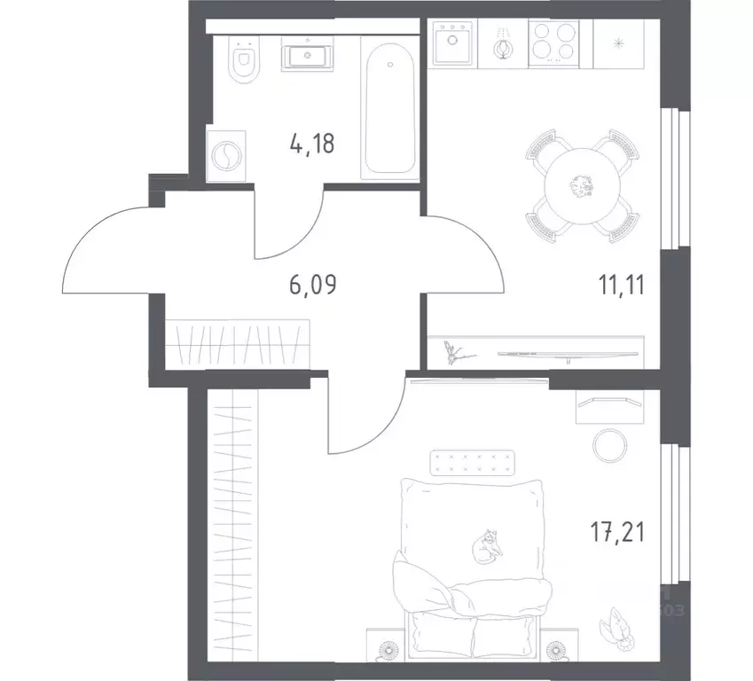 1-к кв. Башкортостан, Уфа ул. Минигали Губайдуллина, 8к9 (38.59 м) - Фото 1
