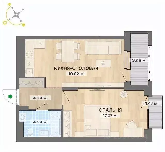 1-к кв. Свердловская область, Екатеринбург ул. Кузнецова, 11А (52.12 ... - Фото 0
