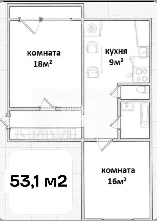 2-к кв. Челябинская область, Челябинск Южноуральская ул., 12 (53.1 м) - Фото 1
