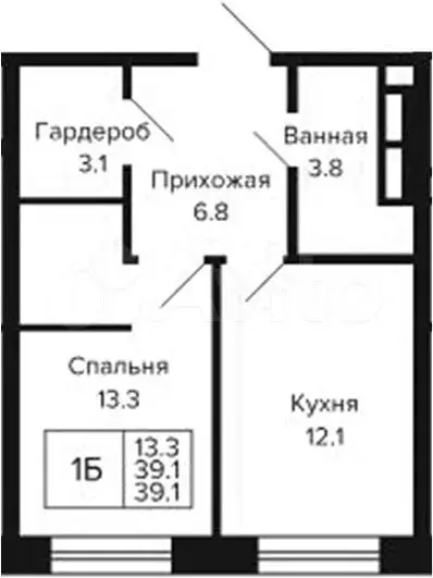 1-к. квартира, 39,1 м, 4/23 эт. - Фото 0