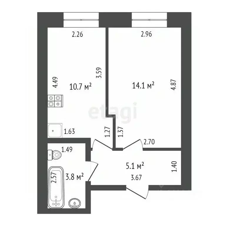 1-к кв. Свердловская область, Тавда ул. Карла Маркса, 1 (29.0 м) - Фото 1