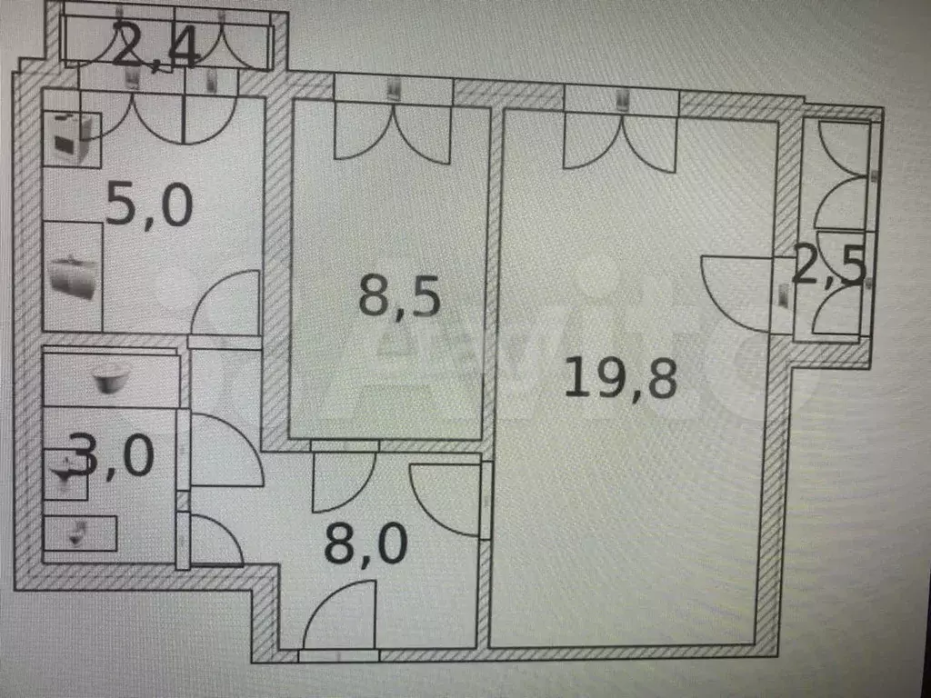 2-к. квартира, 44,1 м, 4/9 эт. - Фото 0