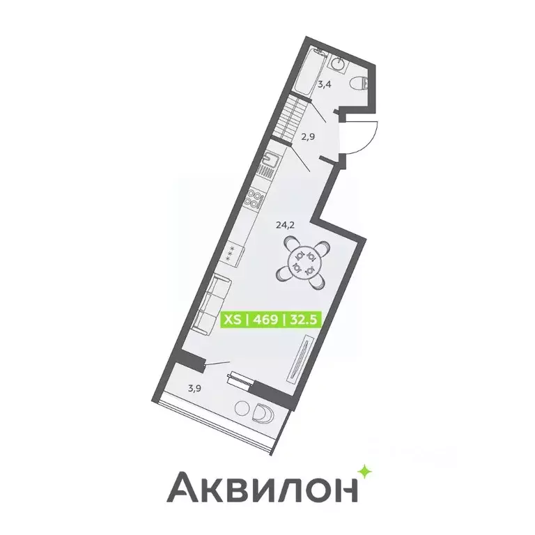 Студия Санкт-Петербург ул. Чирикова, 5 (32.5 м) - Фото 0