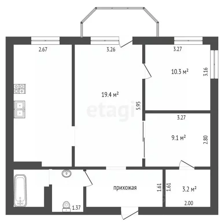 3-к кв. Ростовская область, Батайск ул. Комарова, 132а (93.0 м) - Фото 2
